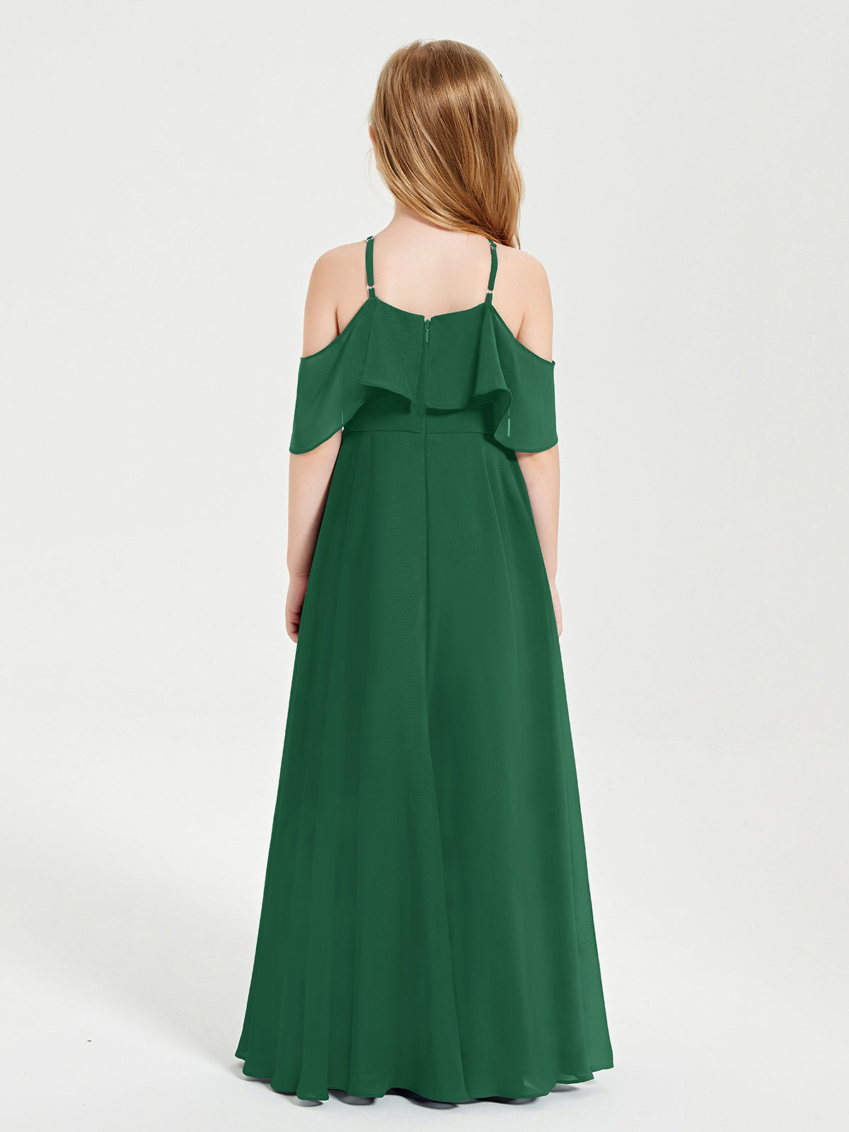 Off-the-Shoulder Long Dresses for Junior Bridesmaids Dark Green